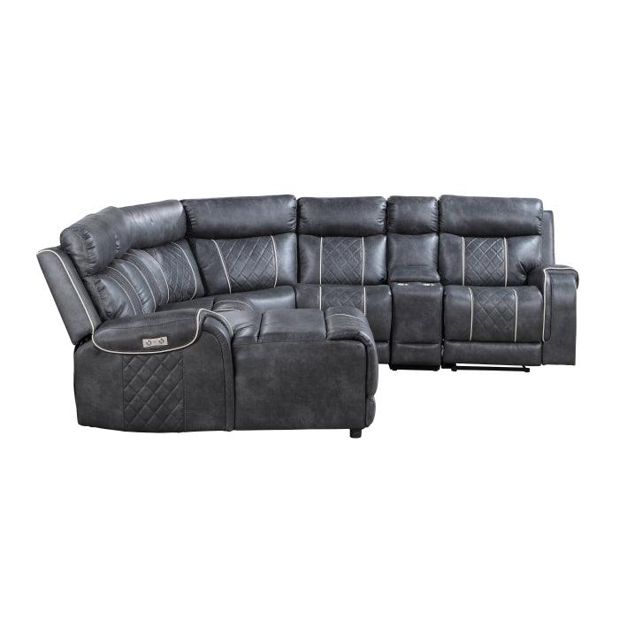 Homelegance - Gabriel 6-Piece Modular Power Reclining Sectional With Left Chaise In Gray - 9377Gry*6Lcrrpw