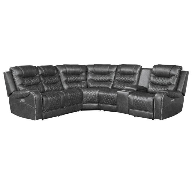 Homelegance - Putnam 6-Piece Modular Power Reclining Sectional In Gray - 9405Gy*6Lrrr