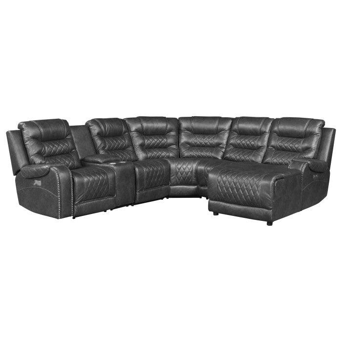 Homelegance - Putnam 6-Piece Modular Power Reclining Sectional With Right Chaise In Gray - 9405Gy*6Lrrc