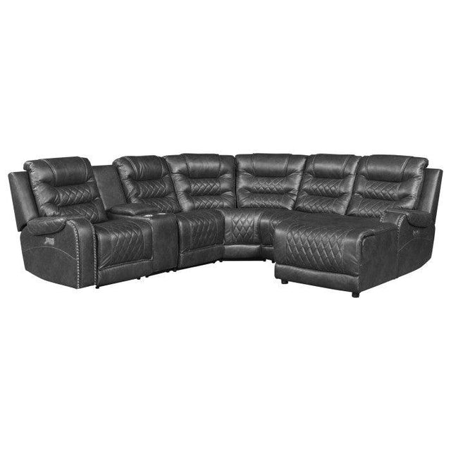 Homelegance - Putnam 6-Piece Modular Power Reclining Sectional With Right Chaise In Gray - 9405Gy*6Lrrc