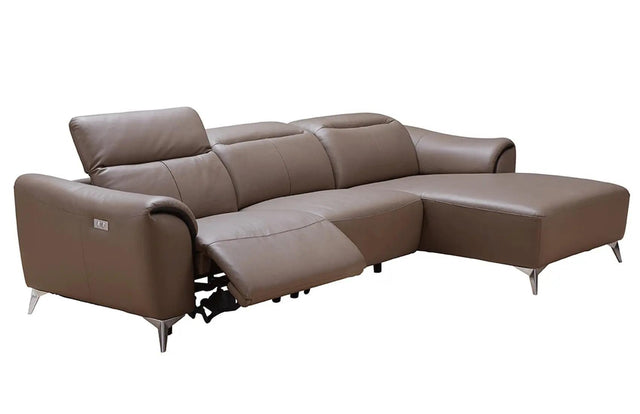 950 Premium Leather Sectional In Brown Color | ESF | Home Elegance USA