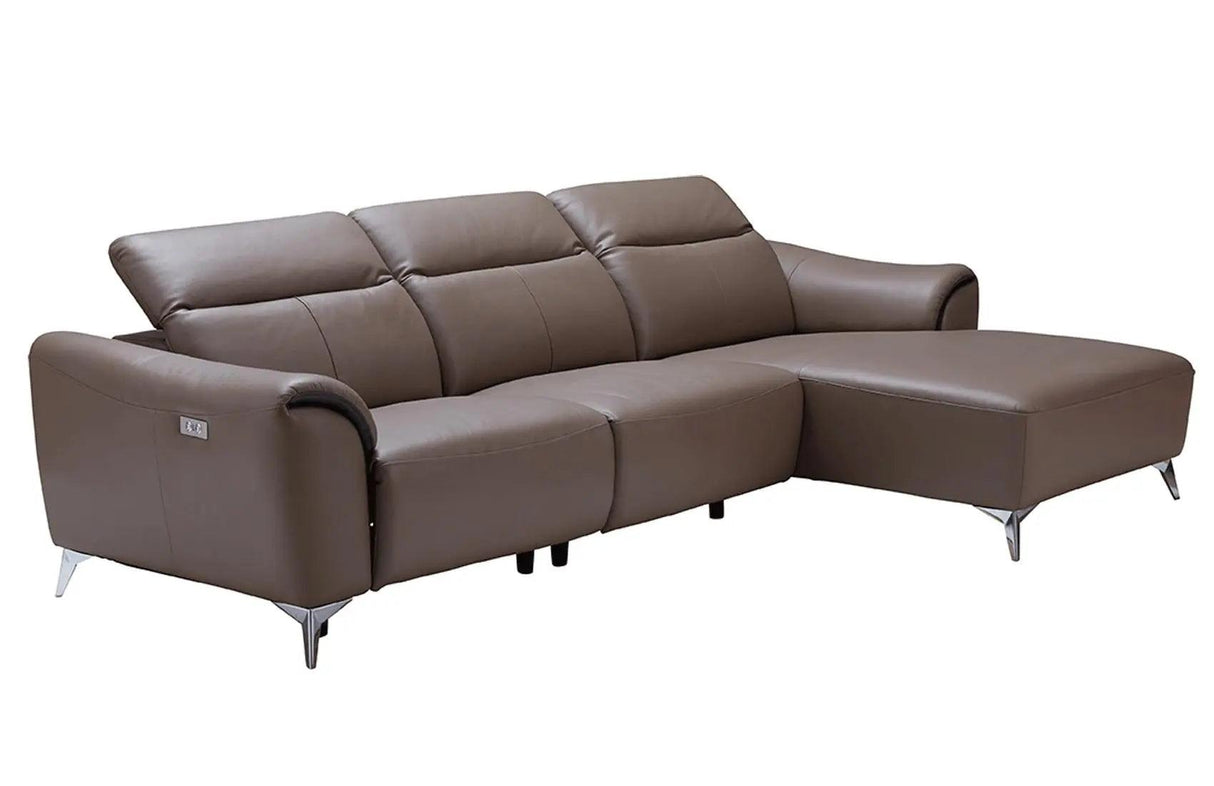 950 Premium Leather Sectional In Brown Color | ESF | Home Elegance USA