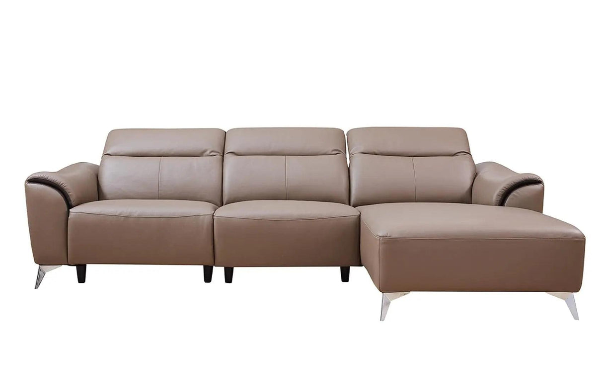 950 Premium Leather Sectional In Brown Color | ESF | Home Elegance USA