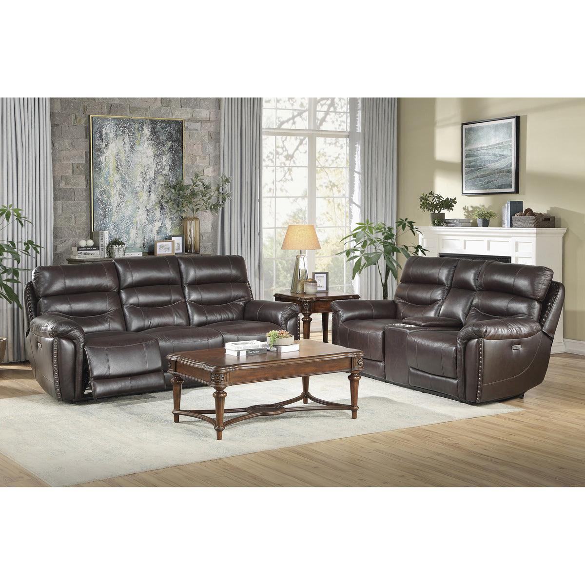 Homelegance - Lance Power Double Reclining Sofa With Power Headrests And Usb Ports In Brown - 9527Brw-3Pwh