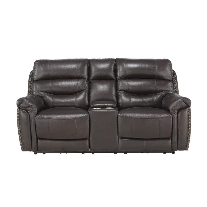 Homelegance - Lance Power Double Reclining Love Seat With Center Console, Power Headrests And Usb Ports In Brown - 9527Brw-2Pwh