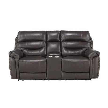 Homelegance - Lance Power Double Reclining Love Seat With Center Console, Power Headrests And Usb Ports In Brown - 9527Brw-2Pwh