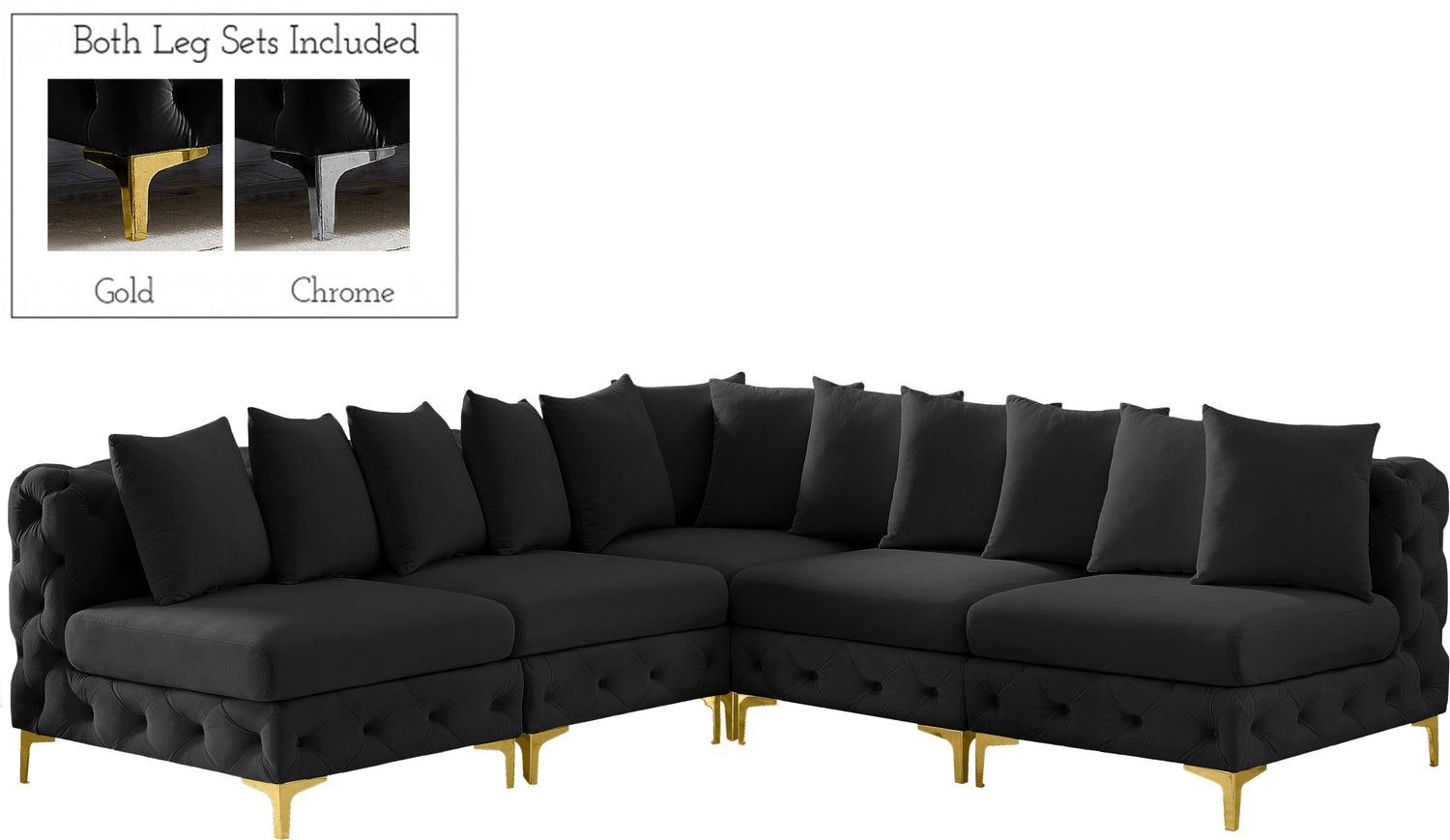 Tremblay - Modular Sectional 5 Piece - Black - Fabric - Modern & Contemporary - Home Elegance USA