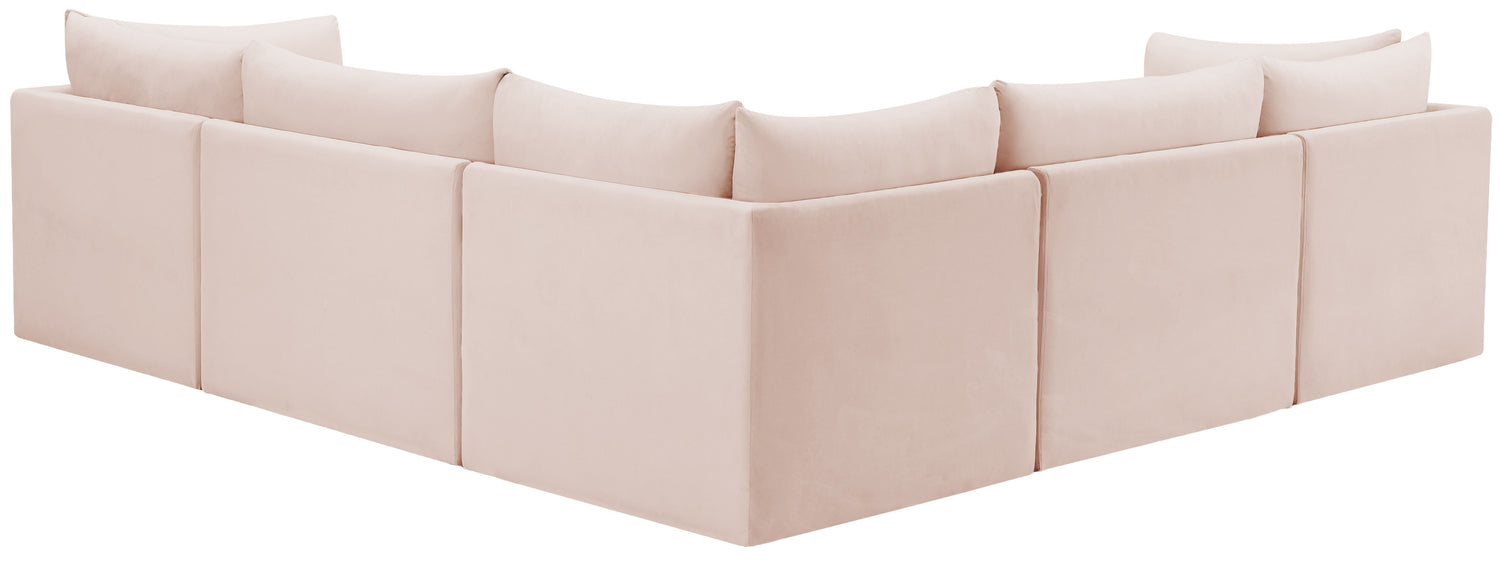 Jacob - Modular Sectional 5 Piece - Pink - Fabric - Home Elegance USA