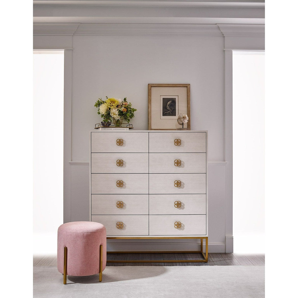 Peony Drawer Chest Alabaster Finish with 10 Drawers | Universal