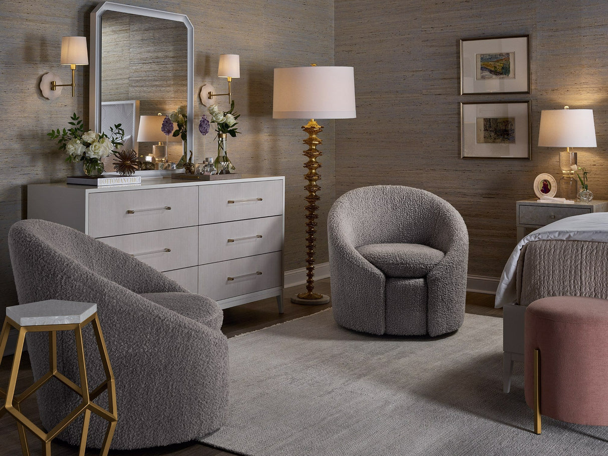 Brentwood Dresser White Lacquer with Alabaster Drawer Fronts | Universal