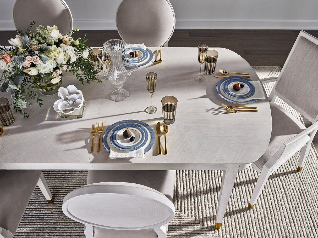 Marion Rectangular Dining Table Alabaster with Gold Accents – Universal