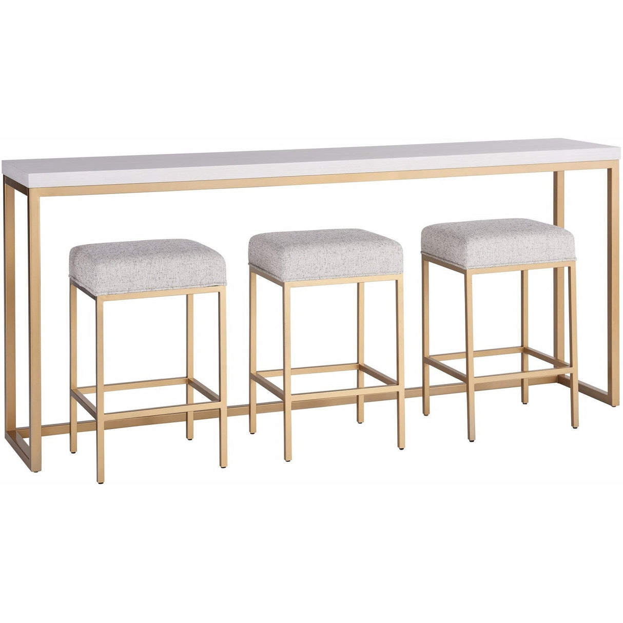 Love Joy Bliss Console Table Alabaster & Soft Gold with Stools | Universal