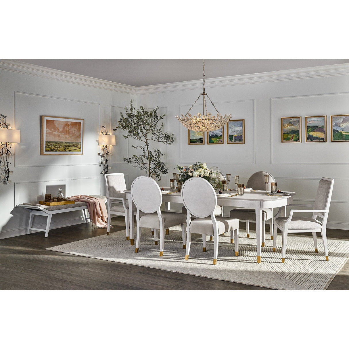 Marion Rectangular Dining Table Alabaster with Gold Accents – Universal