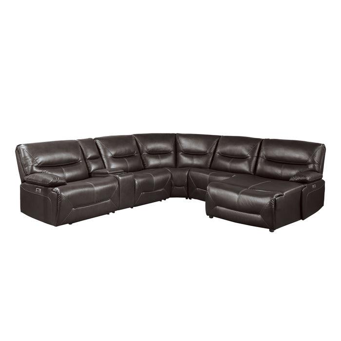 Homelegance - Dyersburg 6-Piece Power Reclining Sectional With Right Chaise In Brown - 9579Brw*6Lrrcpw