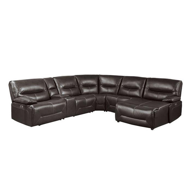 Homelegance - Dyersburg 6-Piece Power Reclining Sectional With Right Chaise In Brown - 9579Brw*6Lrrcpw