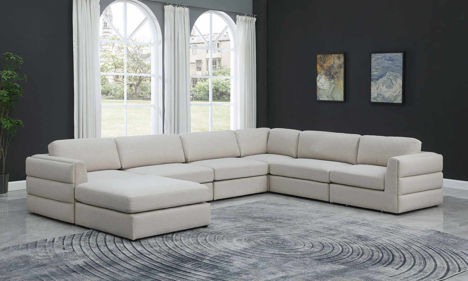 Beckham - Modular Sectional 7 Piece - Beige - Fabric | Home Elegance USA