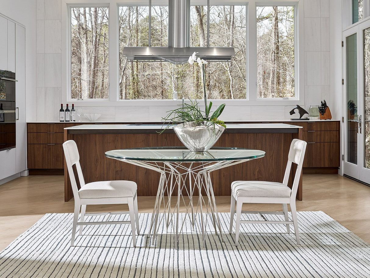 Axel Round Dining Table Stainless Steel Base with Glass Top – Universal