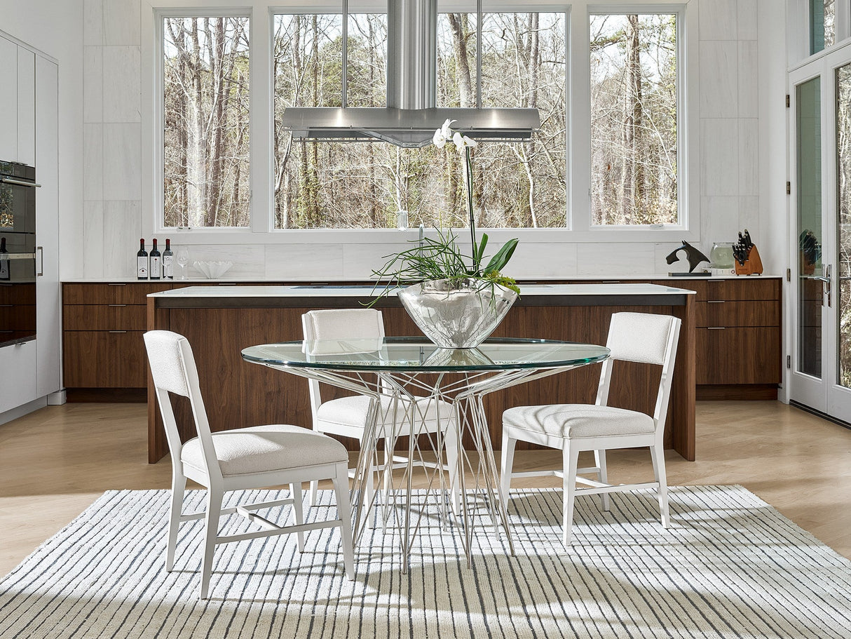 Axel Round Dining Table Stainless Steel Base with Glass Top – Universal