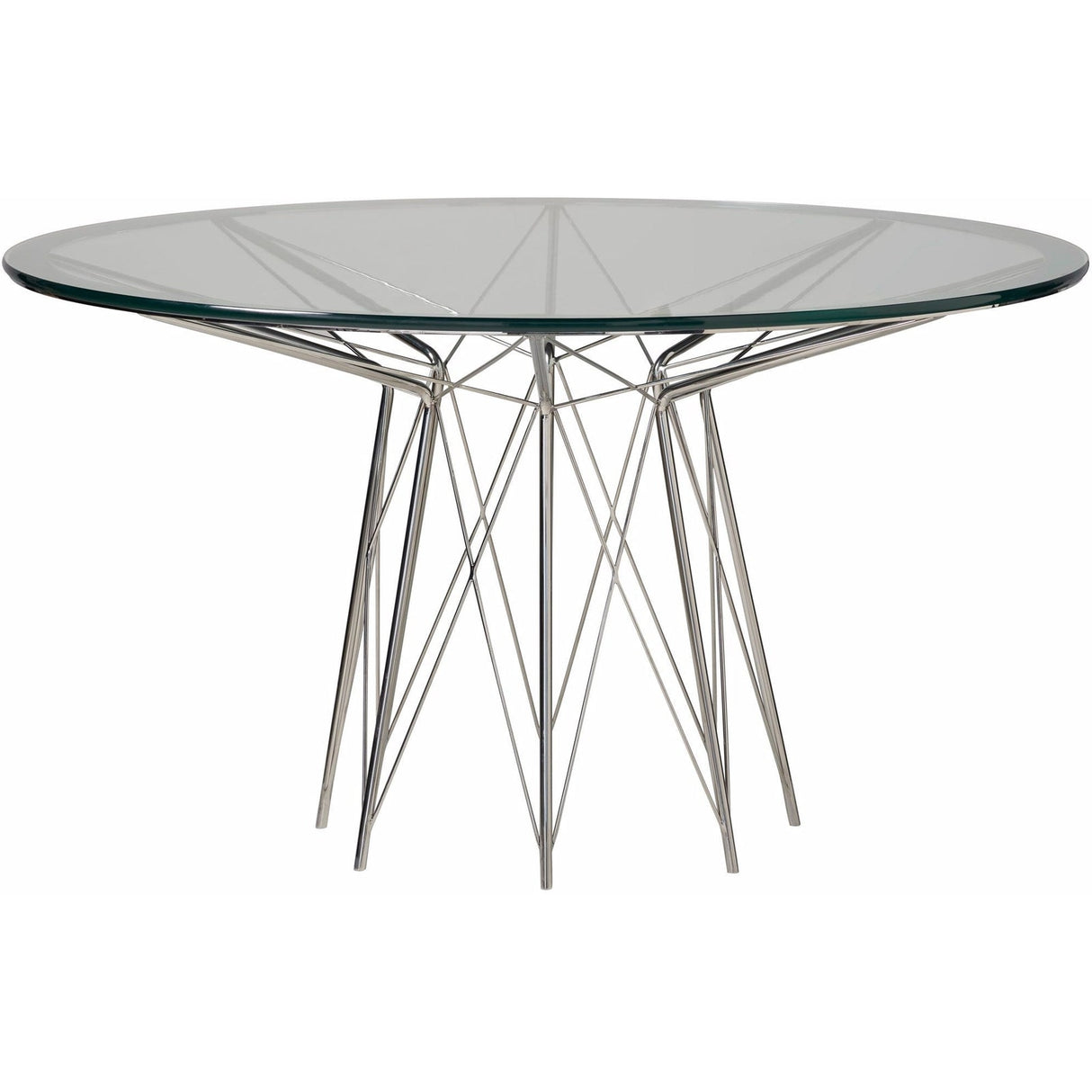 Axel Round Dining Table Stainless Steel Base with Glass Top – Universal