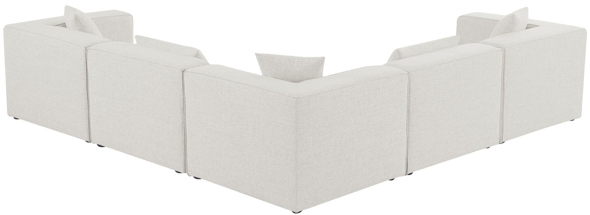 Cube - Modular Sectional 5 Piece - Cream - Fabric - Modern & Contemporary | Home Elegance USA