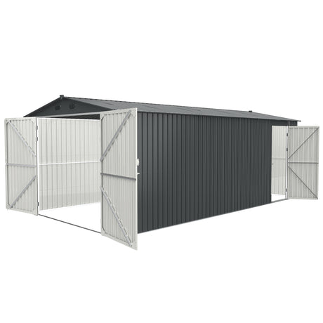 Outdoor Storage Shed 20x10 FT, Metal Garden Shed Backyard Utility Tool House Building with 2 Doors and 4 Vents for Car,Truck,Bike, Garbage Can,Tool,Lawnmower