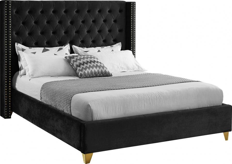 Barolo Velvet King Bed In Black - Baroloblack - K | Meridian | Home Elegance USA
