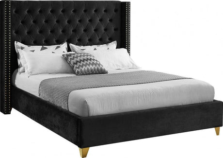 Barolo Velvet King Bed In Black - Baroloblack - K | Meridian | Home Elegance USA