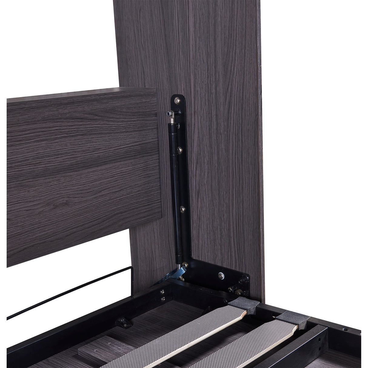 Full Size Murphy Bed with Wardrobe and Drawers, Storage Bed, can be Folded into a Cabinet, Gray - Home Elegance USA