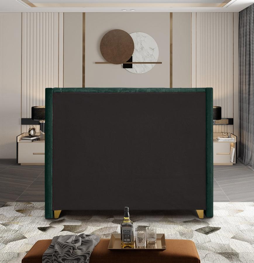 Barolo Velvet King Bed In Green - Barologreen - K | Meridian | Home Elegance USA