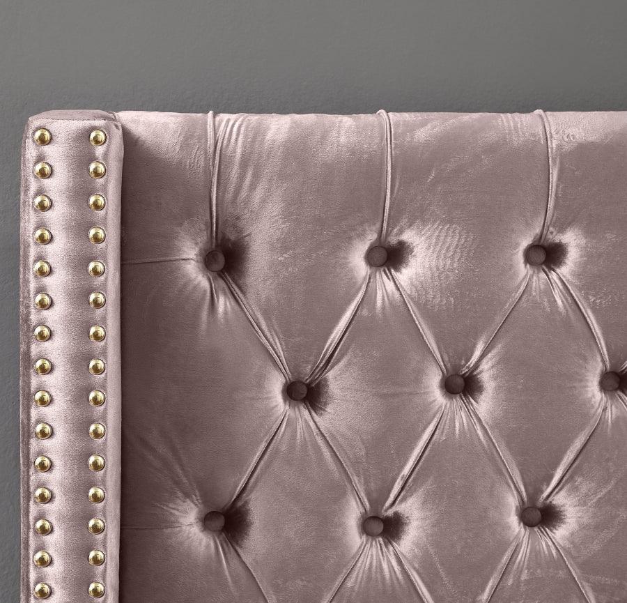 Barolo Velvet King Bed In Pink - Barolopink - K | Meridian | Home Elegance USA