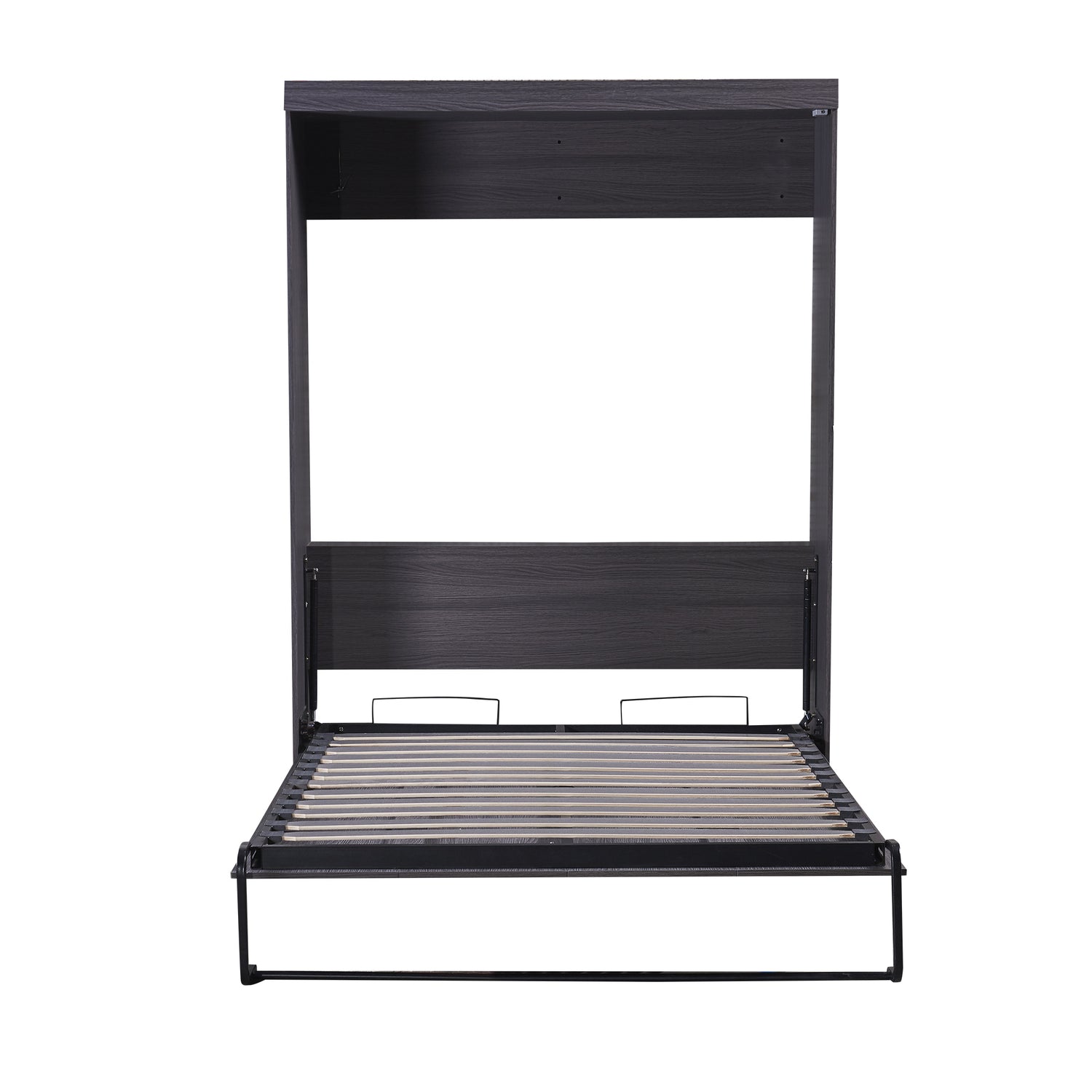 Full Size Murphy Bed with Wardrobe and Drawers, Storage Bed, can be Folded into a Cabinet, Gray - Home Elegance USA