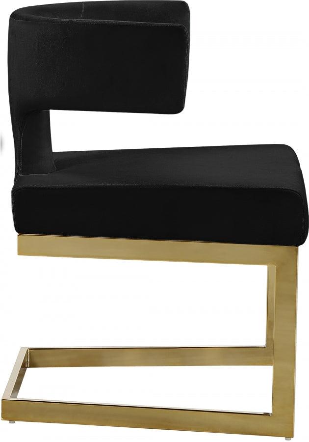 Alexandra Velvet Dining Chair Set Of 2 In Black - 953Black - C | Meridian | Home Elegance USA