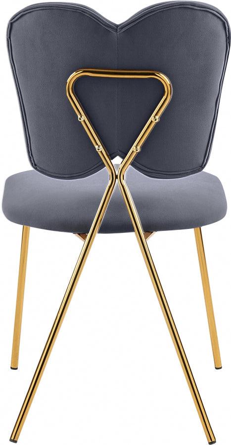 Angel Velvet Dining Chair Set Of 2 In Grey - 780Grey - C | Meridian | Home Elegance USA