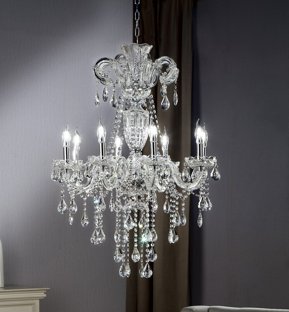 37" In Eilish Silver Crystal 8 - Led Light Chandelier | Home Elegance USA