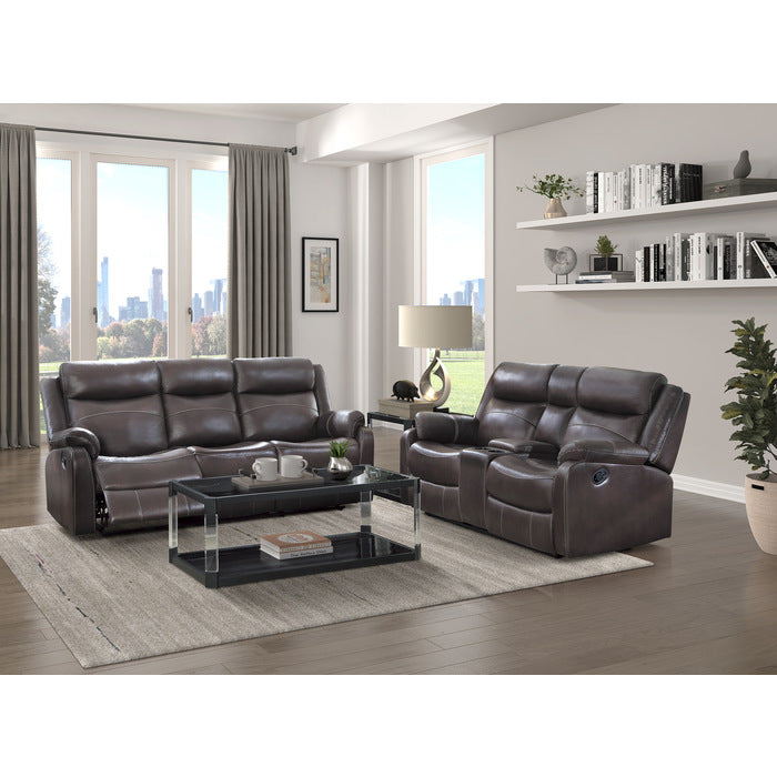 Homelegance - Yerba 2 Piece Double Lay Flat Reclining Sofa Set In Dark Brown - 9990Db-3-2