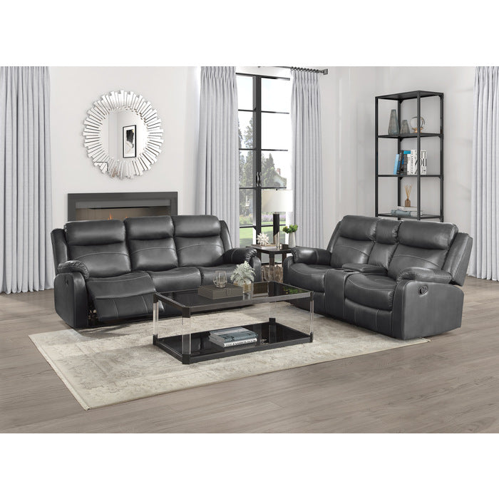 Homelegance - Yerba Double Lay Flat Reclining Sofa In Dark Grey - 9990Gy-3