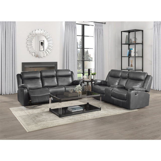 Homelegance - Yerba 2 Piece Double Lay Flat Reclining Sofa Set In Dark Grey - 9990Gy-3-2