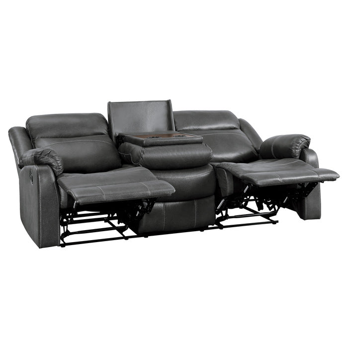 Homelegance - Yerba 2 Piece Double Lay Flat Reclining Sofa Set In Dark Grey - 9990Gy-3-2