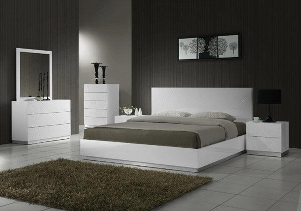J&M Furniture - Naples White Lacquer 5 Piece Full Size Platform Bedroom Set - 17686-F-5Set