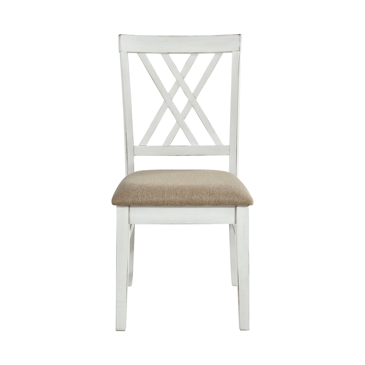 Modern Style White and Oak Finish 5pc Dining Set Table w Extension Leaf 4x Side Chairs Upholstered Seat Charming Traditional Dining Room Furniture - Home Elegance USA