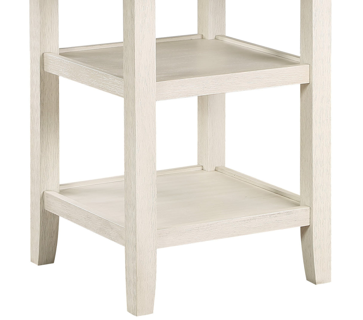 Antique White and Brown Finish 5pc Counter Height Dining Set Table w Built - in Shelves and 4x Counter Height Chairs Wooden Dining Room Furniture | Home Elegance USA