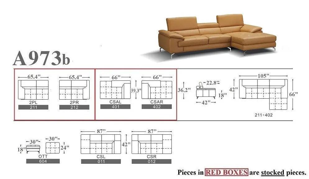 A973B Premium Leather Sectional | J&M | Home Elegance USA