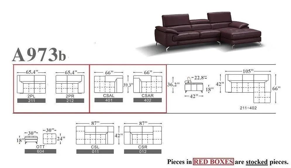 A973B Premium Leather Sectional | J&M | Home Elegance USA