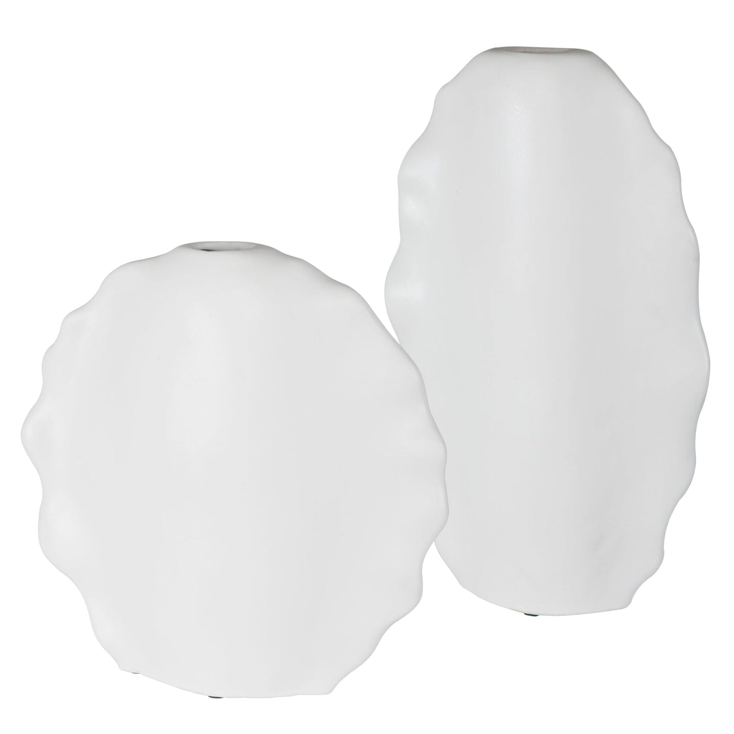 Uttermost Ruffled Feathers Modern White Vases - Set Of 2 - Home Elegance USA