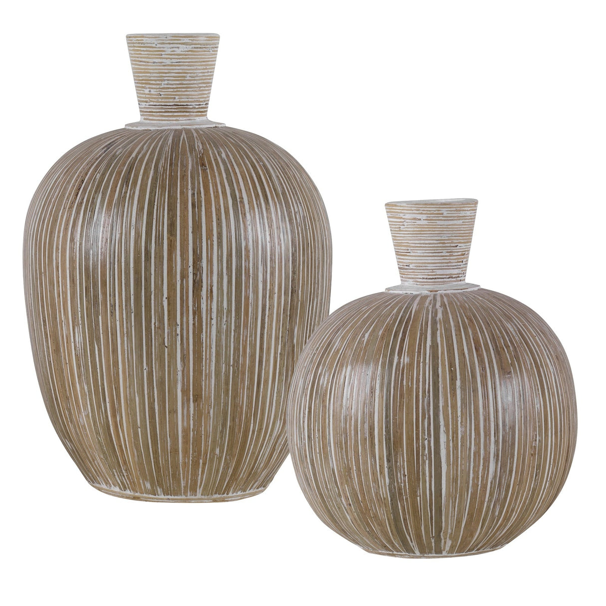 Uttermost Islander White Washed Vases - Set Of 2 - Home Elegance USA