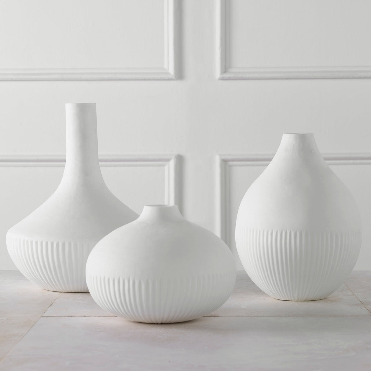 Apothecary Satin White Vases - Set Of 3 | Uttermost | Home Elegance USA