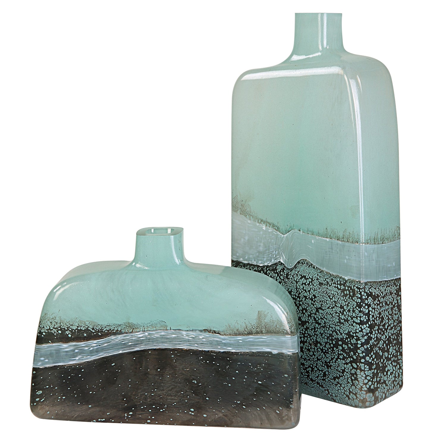 Uttermost Fuze Aqua & Bronze Vases - Set Of 2 - Home Elegance USA