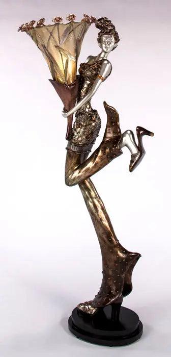 Artmax AD1010-FL Sculptural Floor Lamp – Dancing Female Figure in Bronze with Resin Bouquet Shade - sold by Home Elegance USA