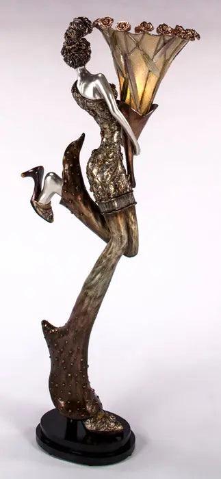Artmax AD1010-FL Sculptural Floor Lamp – Dancing Female Figure in Bronze with Resin Bouquet Shade - sold by Home Elegance USA