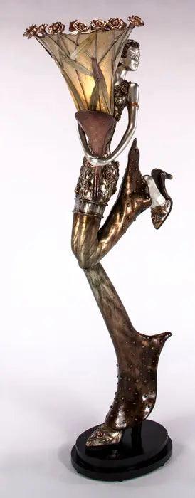 Artmax AD1010-FL Sculptural Floor Lamp – Dancing Female Figure in Bronze with Resin Bouquet Shade - sold by Home Elegance USA